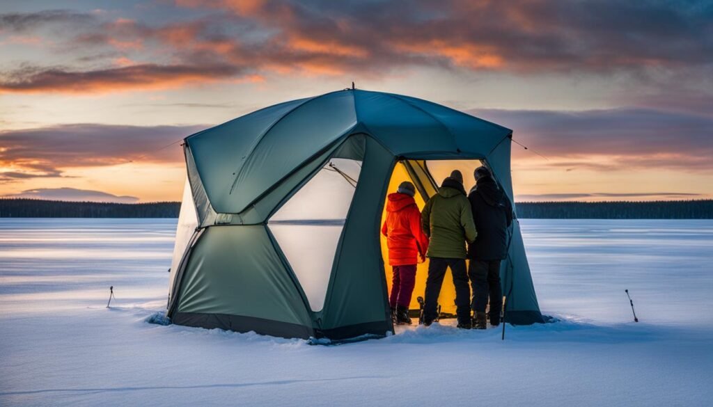 Nordic Legend Aurora Lodge Insulated Ice Shelter – 7-9 Person Ice Fishing Tent